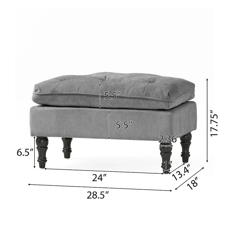 Pouf ottoman moderne touffeté en tissu et à plateau coussiné Jeremy de Christopher Knight Home