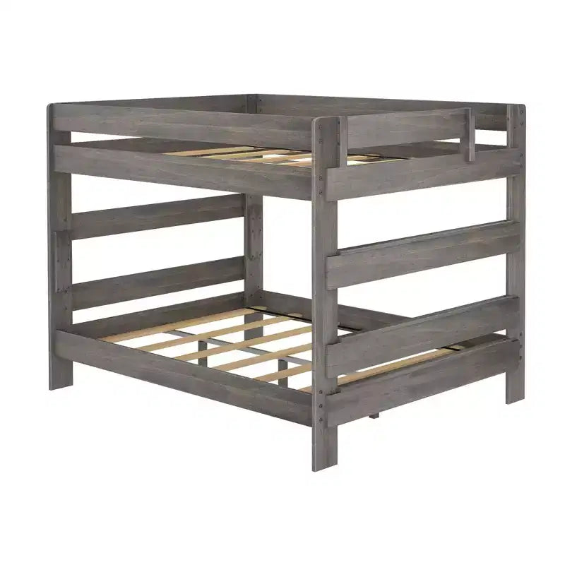 Lit superposé Queen sur Queen pour adultes en bois massif Plank+Beam style ferme