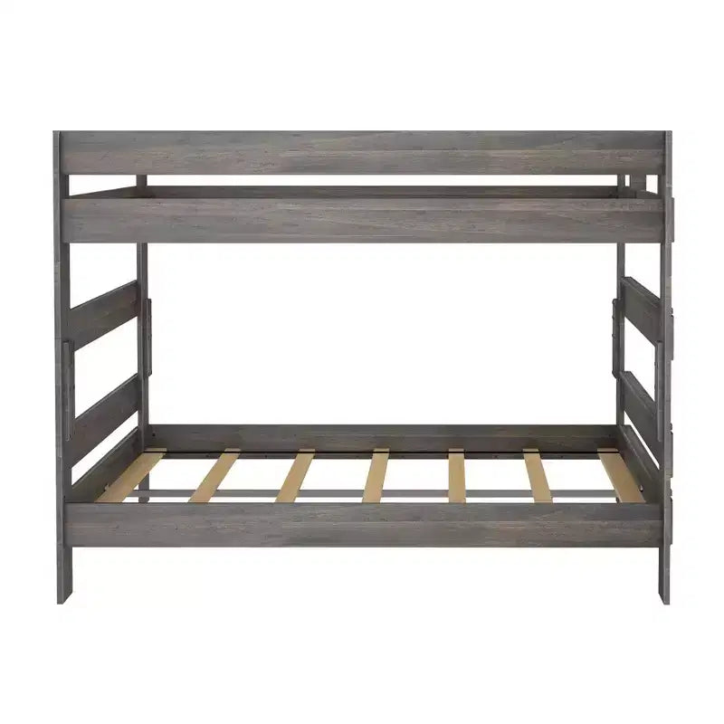 Lit superposé Queen sur Queen pour adultes en bois massif Plank+Beam style ferme