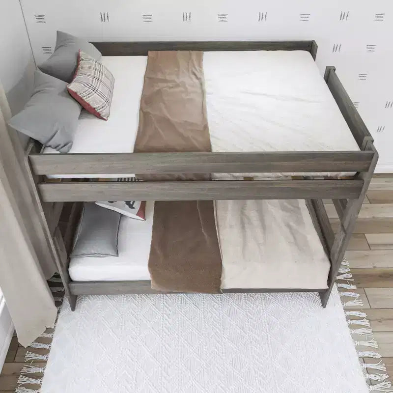 Lit superposé Queen sur Queen pour adultes en bois massif Plank+Beam style ferme