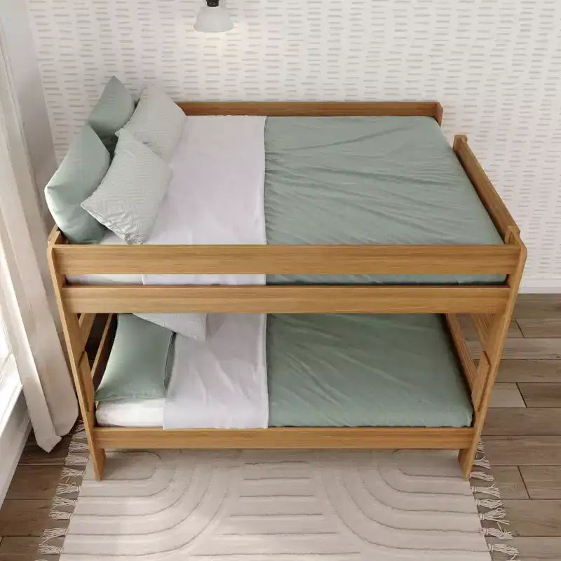 Lit superposé Queen sur Queen pour adultes en bois massif Plank+Beam style ferme