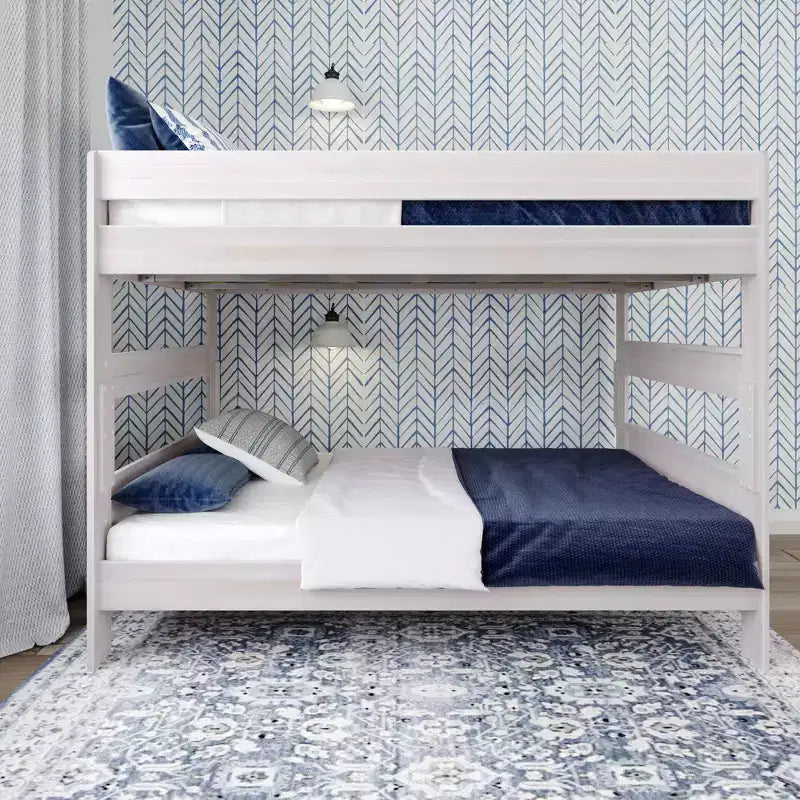 Lit superposé Queen sur Queen pour adultes en bois massif Plank+Beam style ferme
