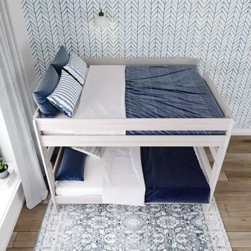 Lit superposé Queen sur Queen pour adultes en bois massif Plank+Beam style ferme