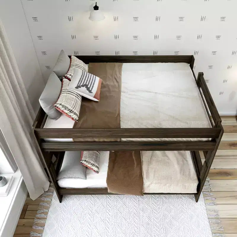 Lit superposé Queen sur Queen pour adultes en bois massif Plank+Beam style ferme