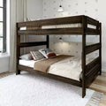 Lit superposé Queen sur Queen pour adultes en bois massif Plank+Beam style ferme
