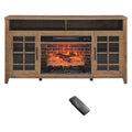Meuble TV 55 pouces avec foyer électrique avec inserts de chauffage KD, couleur gris délavé