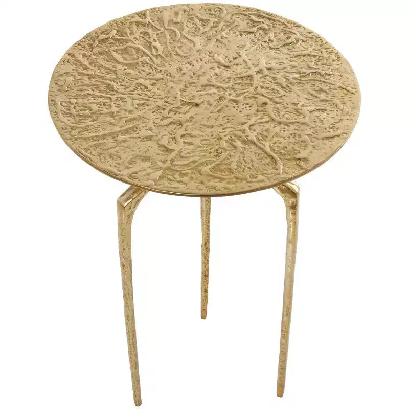 Table d'appoint fine géométrique texturée en aluminium Olivia & May