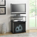 Meuble TV Designs2Go de Convenience Concepts, 66 cm, avec armoire de rangement en verre noir et étagère