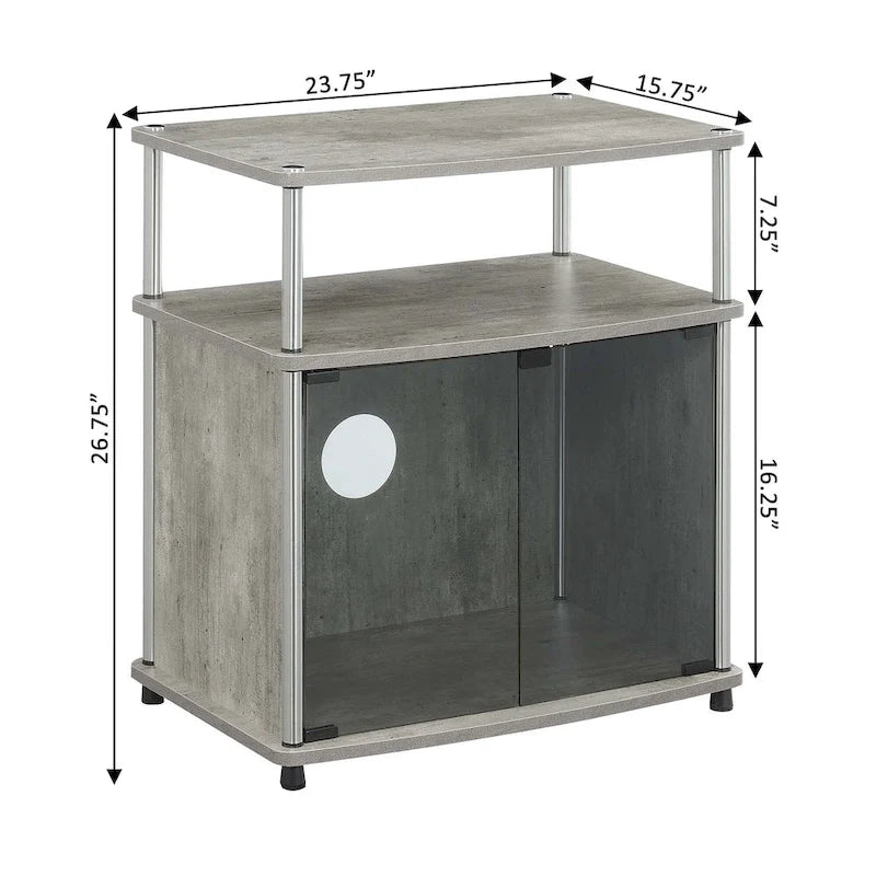 Meuble TV Designs2Go de Convenience Concepts, 66 cm, avec armoire de rangement en verre noir et étagère