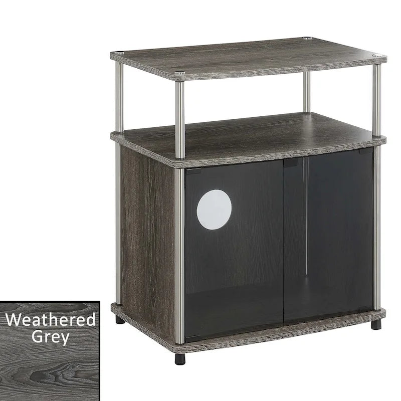 Meuble TV Designs2Go de Convenience Concepts, 66 cm, avec armoire de rangement en verre noir et étagère