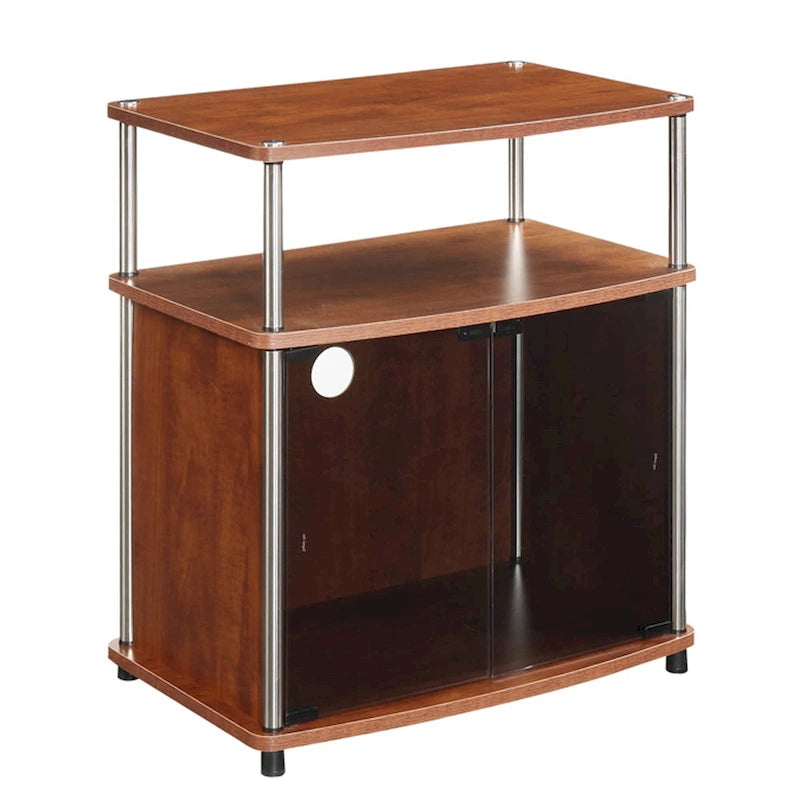 Meuble TV Designs2Go de Convenience Concepts, 66 cm, avec armoire de rangement en verre noir et étagère