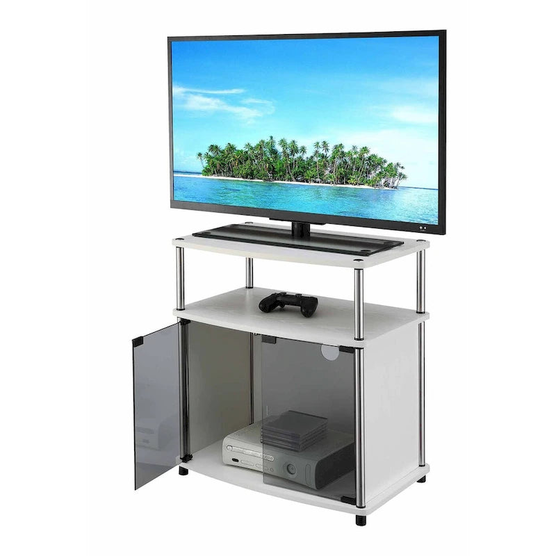 Meuble TV Designs2Go de Convenience Concepts, 66 cm, avec armoire de rangement en verre noir et étagère