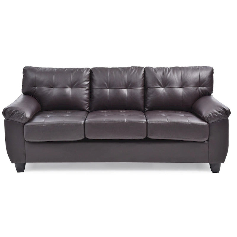 Canapé droit en similicuir à accoudoirs évasés Gallant 78 po L - 33L x 78W x 35H
