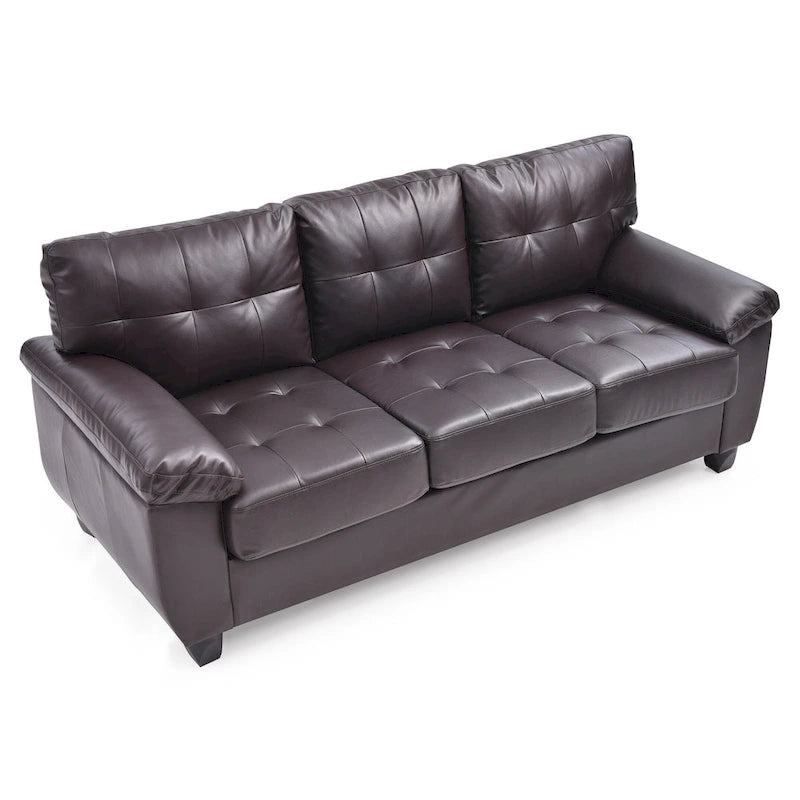 Canapé droit en similicuir à accoudoirs évasés Gallant 78 po L - 33L x 78W x 35H