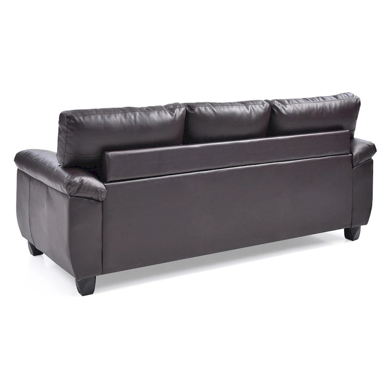 Canapé droit en similicuir à accoudoirs évasés Gallant 78 po L - 33L x 78W x 35H