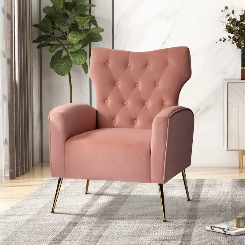 Chaise tuftée Abadiana Accent avec base en métal par HULALA HOME