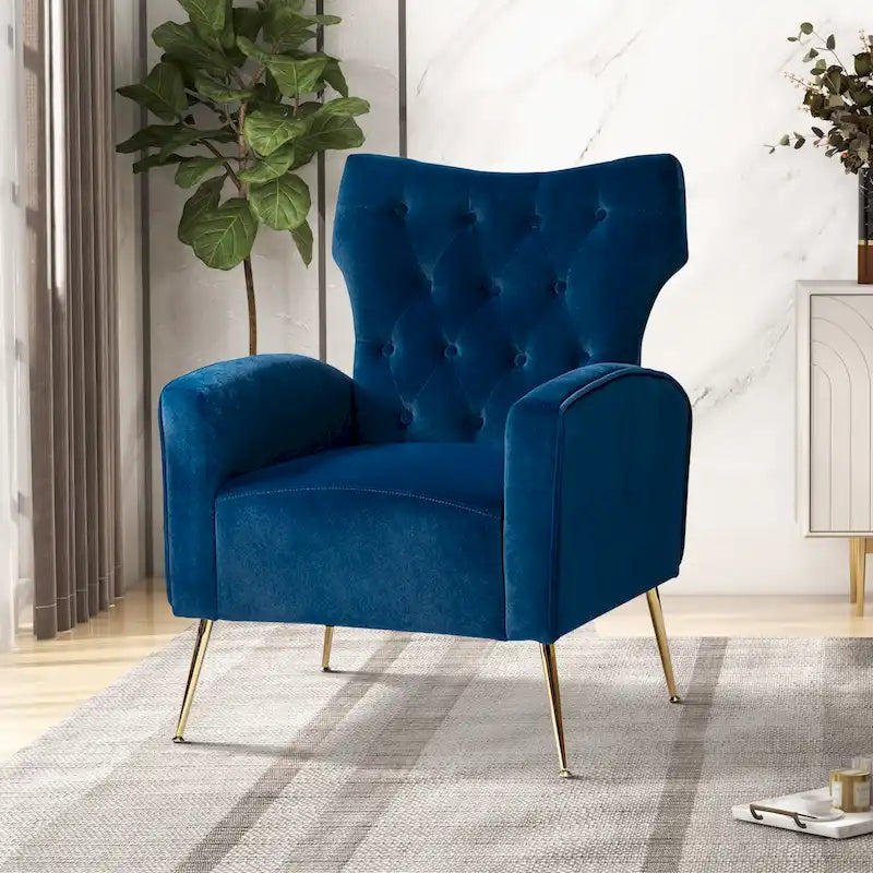Chaise tuftée Abadiana Accent avec base en métal par HULALA HOME