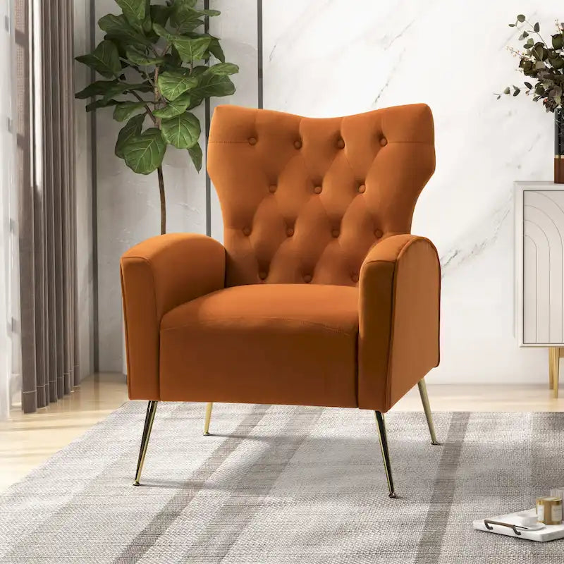 Chaise tuftée Abadiana Accent avec base en métal par HULALA HOME
