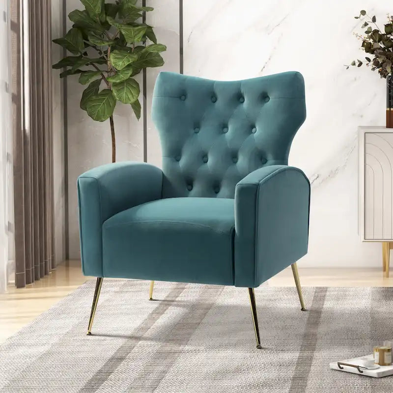 Chaise tuftée Abadiana Accent avec base en métal par HULALA HOME