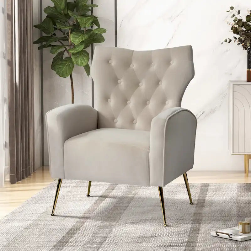 Chaise tuftée Abadiana Accent avec base en métal par HULALA HOME