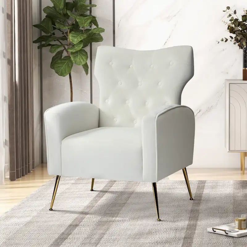 Chaise tuftée Abadiana Accent avec base en métal par HULALA HOME