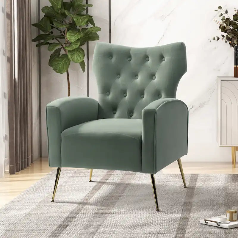 Chaise tuftée Abadiana Accent avec base en métal par HULALA HOME