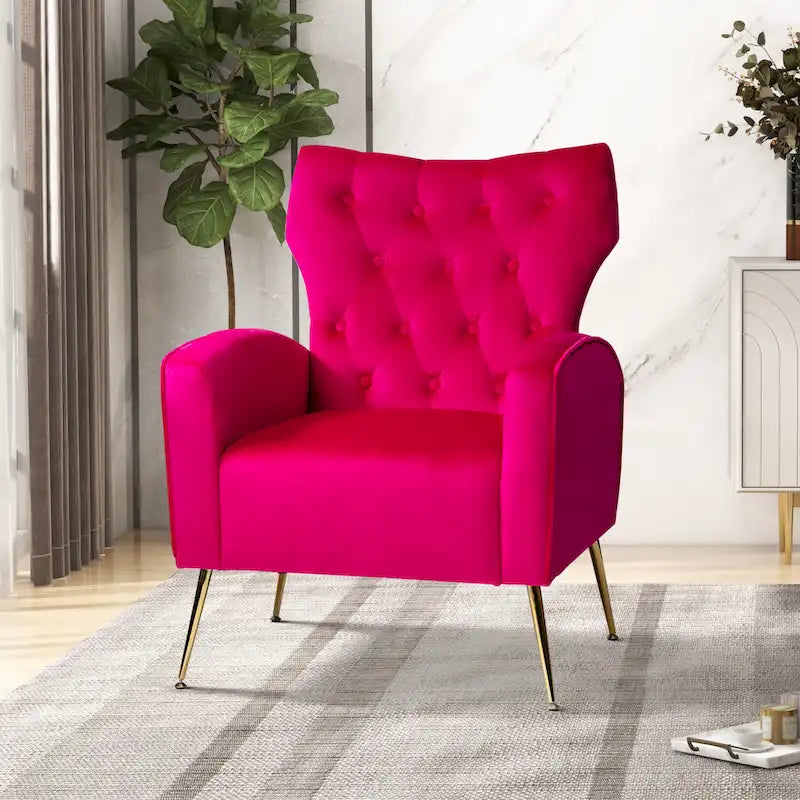 Chaise tuftée Abadiana Accent avec base en métal par HULALA HOME