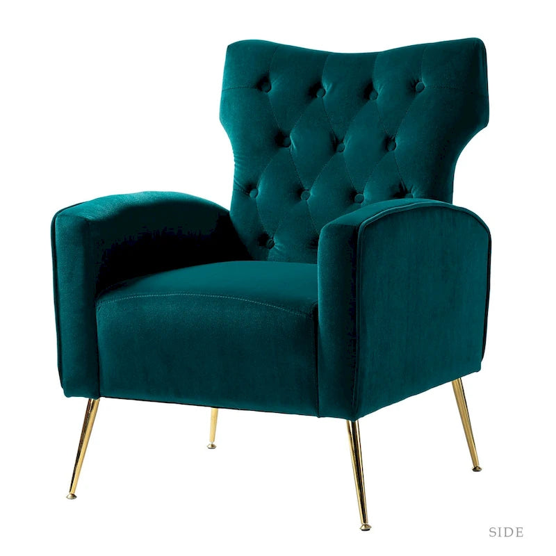 Chaise tuftée Abadiana Accent avec base en métal par HULALA HOME