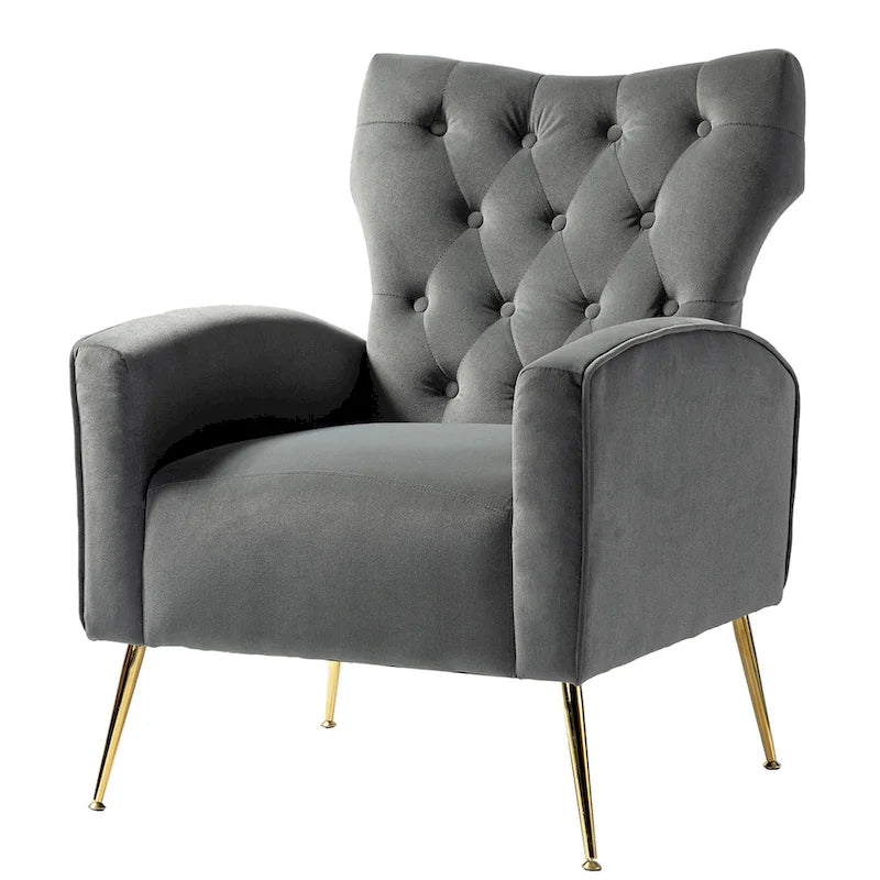 Chaise tuftée Abadiana Accent avec base en métal par HULALA HOME