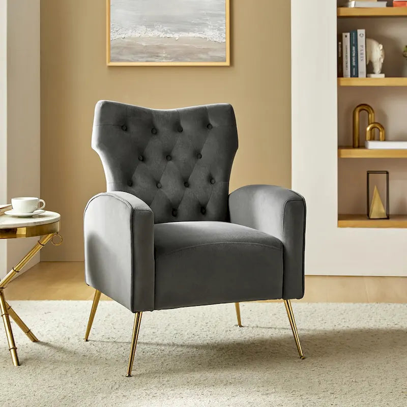 Chaise tuftée Abadiana Accent avec base en métal par HULALA HOME