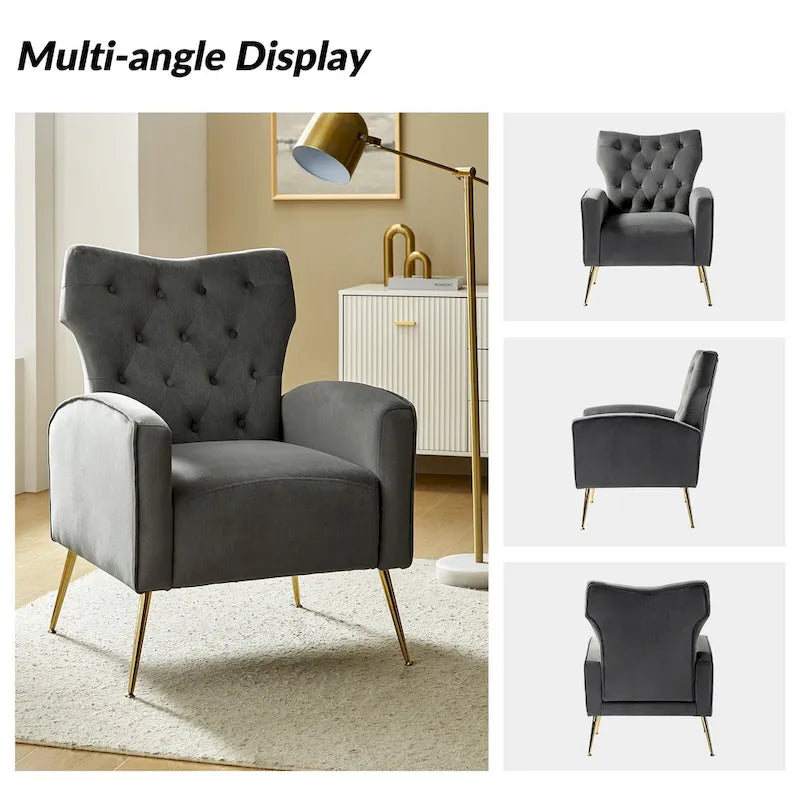 Chaise tuftée Abadiana Accent avec base en métal par HULALA HOME