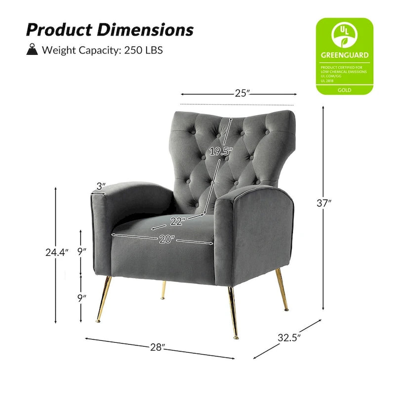 Chaise tuftée Abadiana Accent avec base en métal par HULALA HOME