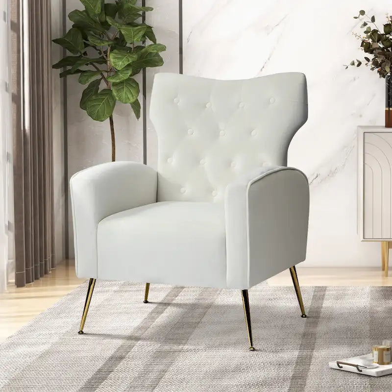 Chaise tuftée Abadiana Accent avec base en métal par HULALA HOME