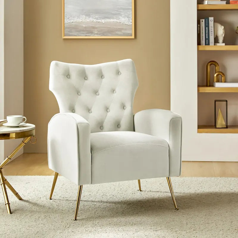 Chaise tuftée Abadiana Accent avec base en métal par HULALA HOME