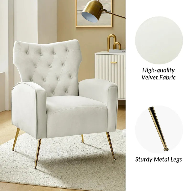 Chaise tuftée Abadiana Accent avec base en métal par HULALA HOME