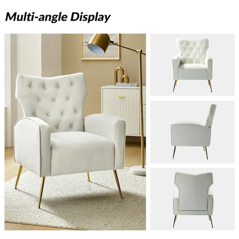 Chaise tuftée Abadiana Accent avec base en métal par HULALA HOME