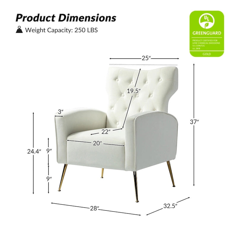 Chaise tuftée Abadiana Accent avec base en métal par HULALA HOME