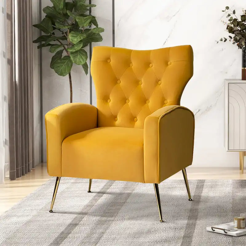 Chaise tuftée Abadiana Accent avec base en métal par HULALA HOME