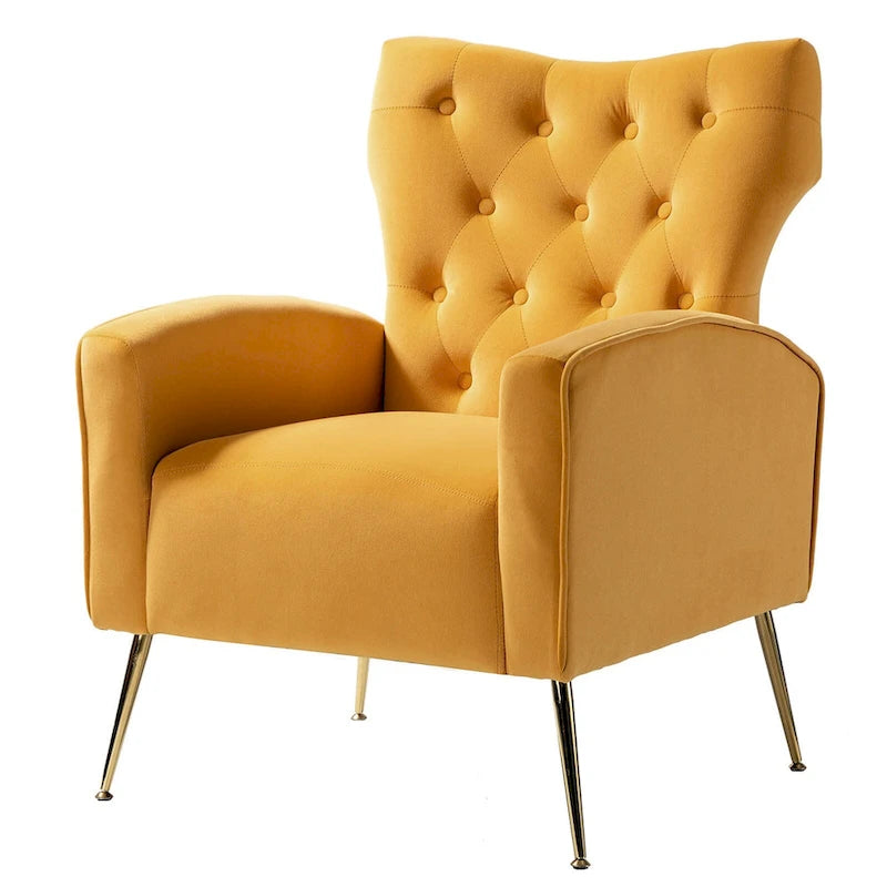 Chaise tuftée Abadiana Accent avec base en métal par HULALA HOME