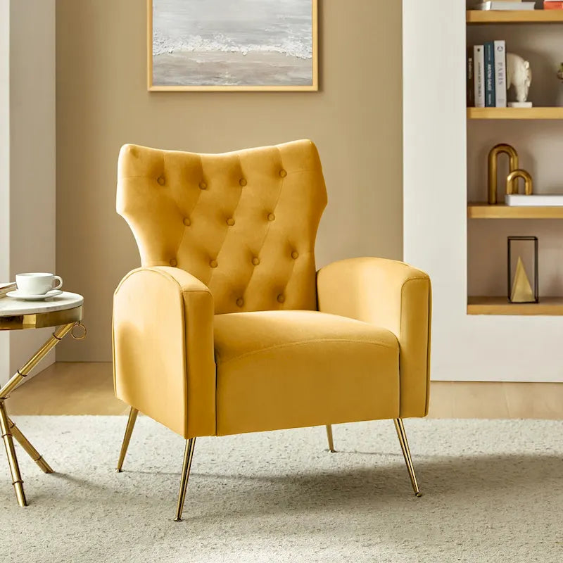 Chaise tuftée Abadiana Accent avec base en métal par HULALA HOME