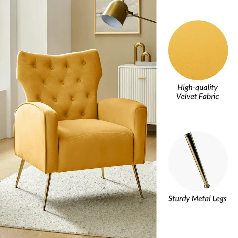 Chaise tuftée Abadiana Accent avec base en métal par HULALA HOME