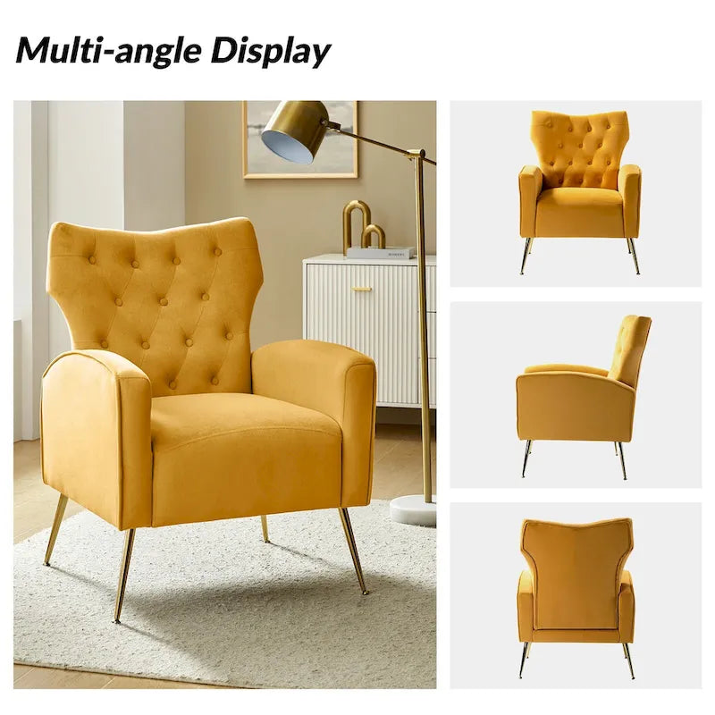 Chaise tuftée Abadiana Accent avec base en métal par HULALA HOME