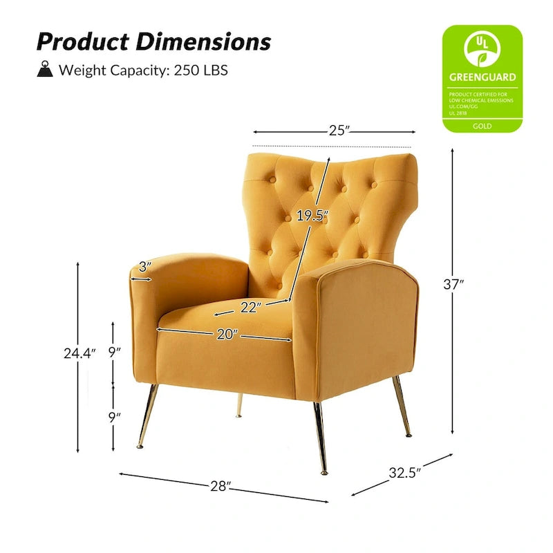 Chaise tuftée Abadiana Accent avec base en métal par HULALA HOME