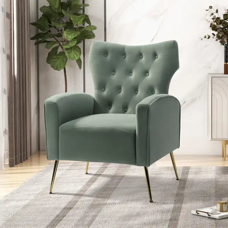 Chaise tuftée Abadiana Accent avec base en métal par HULALA HOME
