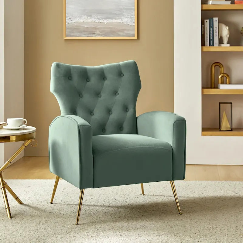 Chaise tuftée Abadiana Accent avec base en métal par HULALA HOME