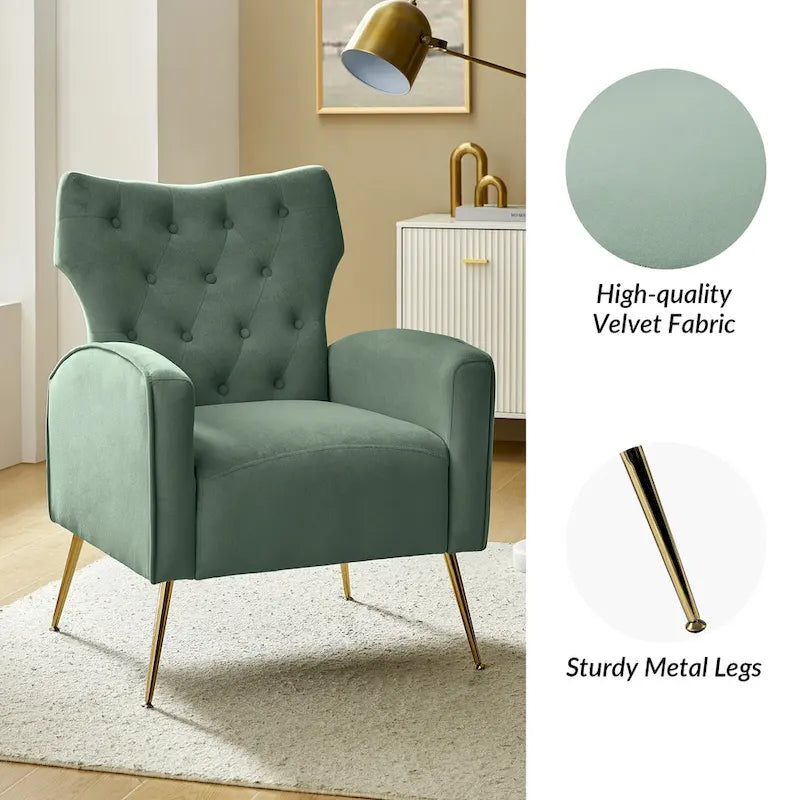 Chaise tuftée Abadiana Accent avec base en métal par HULALA HOME