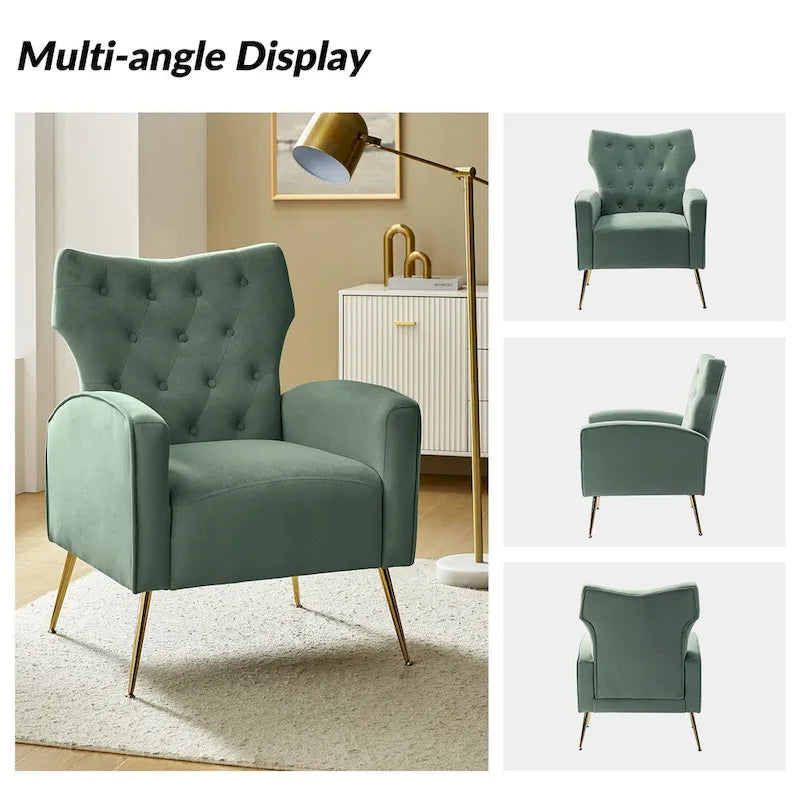 Chaise tuftée Abadiana Accent avec base en métal par HULALA HOME