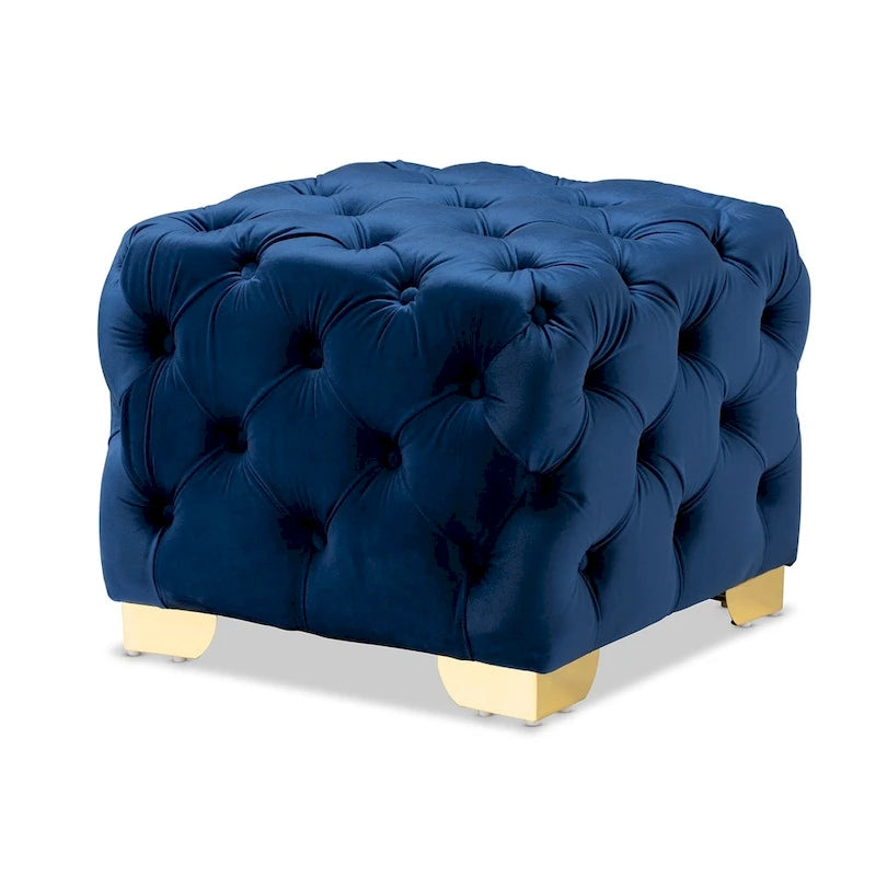 Pouf Glam Velours avec Pieds Dorés