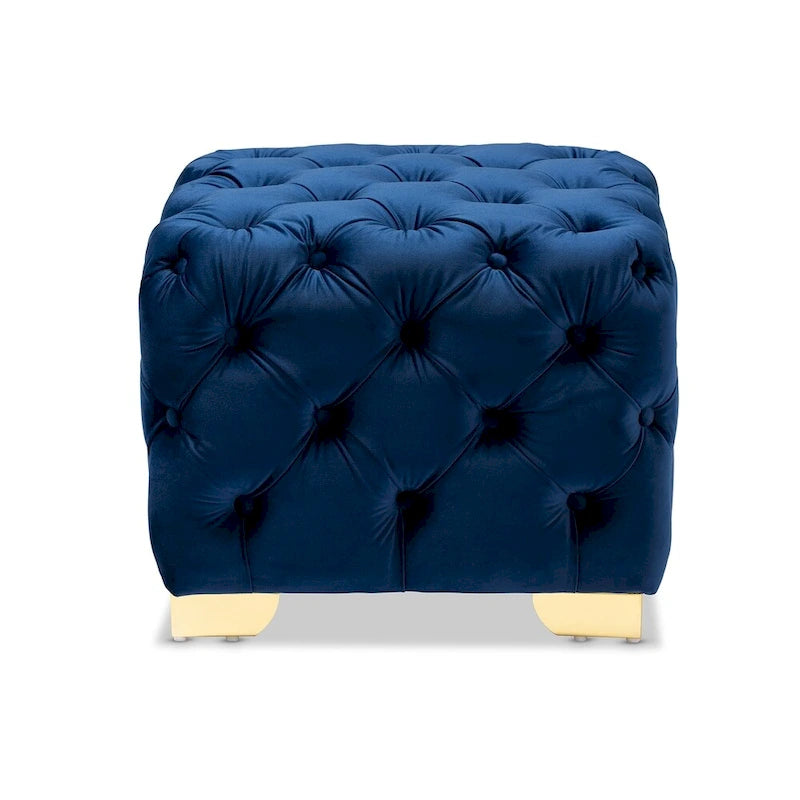 Pouf Glam Velours avec Pieds Dorés