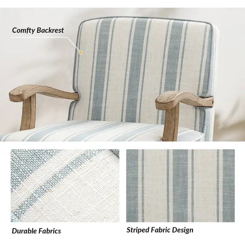 Fauteuil Rinaldo Farmhouse en polyester avec pieds en bois massif, lot de 2, par HULALA HOME